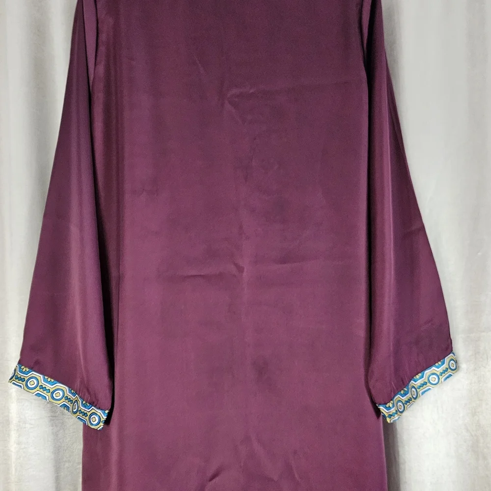 NWOT purple pink green blue red mix print jewel kurta tunic dress Womens Large - Picture 4 of 8